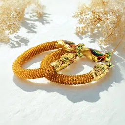 Vidhya Kangan Set Of 2 Gold-Plated Artificial Stones-Studded Kada Bangles image 3