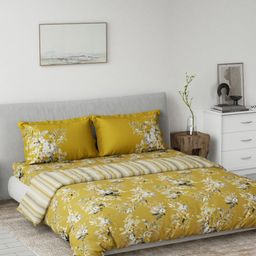 DDecor Yellow & White Printed Mild Winter Pure Cotton Double King Regular Bedding Set-picture-9