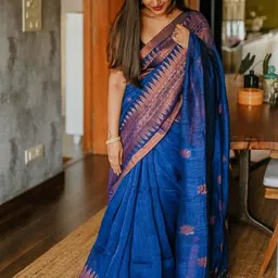 Ehaircare Ethnic Motifs Woven Design Zari Narayan Peth Saree With Blouse Piece image 3