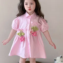 StyleCast x Revolte Girls Pleated Shirt Collar Cotton A-Line Midi Dress-picture-27