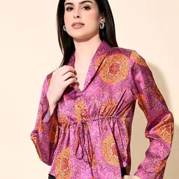 fuchsia PRETTY LOVING THING Floral Print Bell Sleeve Shirt Style Top-picture-51