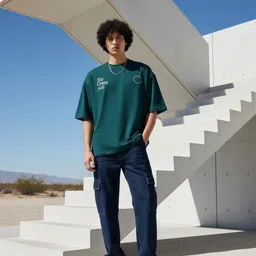 glitchez Typography Printed Pure Cotton Oversized T-shirt image 5