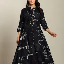 ZUMMER Women Rayon Printed Midi Fit & Flare Dress image 2