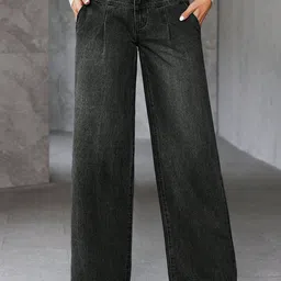 Crazeis Women Loose Wide Leg High-Rise Light Fade Stretchable Jeans-picture-21