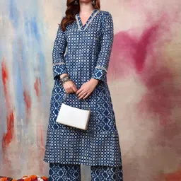 Tissu Women Printed Regular Thread Work Pure Cotton Kurta with Palazzos-picture-28