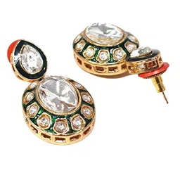 KARATCART Gold-Plated Stones Studded Meenakari Jewellery Set image 2