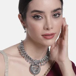 Peora Silver-Plated Oxidised Jewellery Set image 2