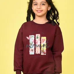 NUSYL Girls Printed Oversized Fleece Sweatshirt-image-3