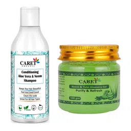 CARET ORGANIC Aloe vera & Neem Shampoo-200 ml & Neem, Tulsi Aloevera Gel Combo -100 g-picture-24