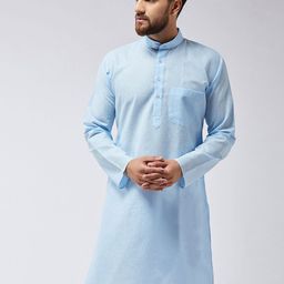 SOJANYA Men Blue Solid Straight Kurta-picture-18