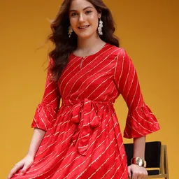 HERE&NOW Striped A-Line Dress with Belt image 1