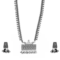 TEEJH Oxidised Silver-Plated Beaded Jewellery Set image 2