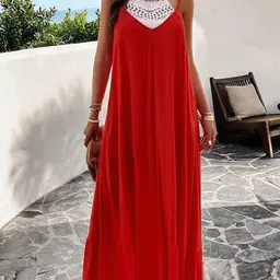 all about you Red Shoulder Straps Maxi Dress image 4