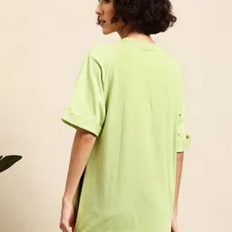 Mast & Harbour Typography Printed Oversized Side Slit Longline T-shirt image 4