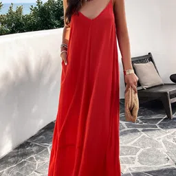 all about you Red Shoulder Straps Maxi Dress-picture-36