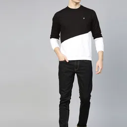 Allen Solly Men Black & White Colourblocked Sweatshirt image 4