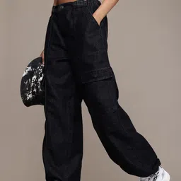 The Roadster Life Co. Women High-Rise Parachute Cargo Style Jeans-picture-30