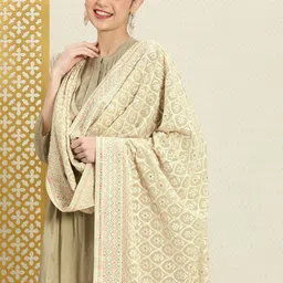 House of Pataudi Jashn Embroidered Dupatta with Thread Work-picture-22