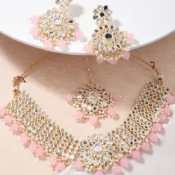 Fida Ethnic Indian Pink Jewellery Set-image-6