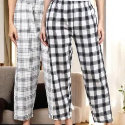 Kryptic White & White Cotton Relaxed Fit Printed Lounge Pants - Pack of 2-picture-30