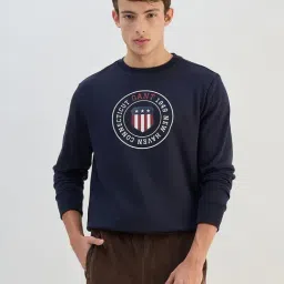 Gant Men Navy Blue Solid Round Neck Sweatshirt-image-91