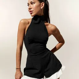 Outzidr Women Halter Neck Ruffle Mini Jumpsuit-picture-19