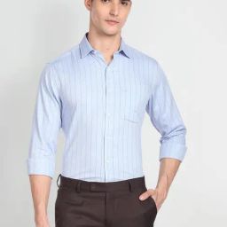 Arrow Blue Cotton Regular Fit Striped Shirt-picture-42