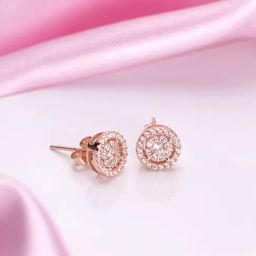 zavya Radiant Blooms Rose Gold Plated 925 Sterling Silver Cubic Zirconia Stud Earrings-picture-42