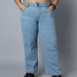 High Star Sky Blue Cotton Relaxed Fit Mid Rise Jeans-image-1
