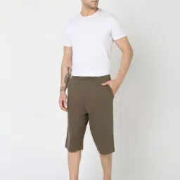 R&B Olive Cotton Regular Fit Shorts image 5