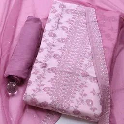 Meena Bazaar Floral Printed Sequinned Unstitched Dress Material-picture-18