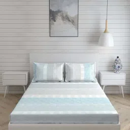 Boutique Living Cool Night Blue Cotton Blend 225 TC King Size Bed Sheet with Pillow Cover-picture-11