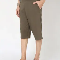 R&B Olive Cotton Regular Fit Shorts image 3