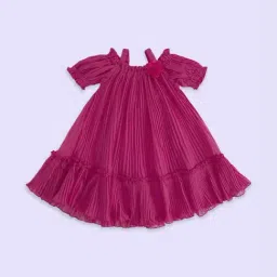 Pantaloons Junior Fuchsia Pink Cotton Applique Dress-picture-40