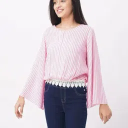 Edheads Kids Pink Cotton Striped Full Sleeves Top-picture-10
