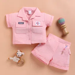 KIDZELLO Girls Short Sleeves Pure Cotton Shirt With Shorts-picture-23