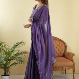 Siya Fashion Solid Embroidered Border Saree With Blouse Piece image 2