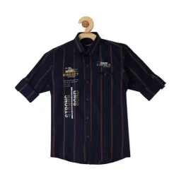Cavio Kids Navy Cotton Striped Full Sleeves Shirt-picture-13