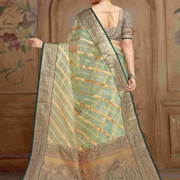 Rare Bello Striped Design Tissue Saree image 4