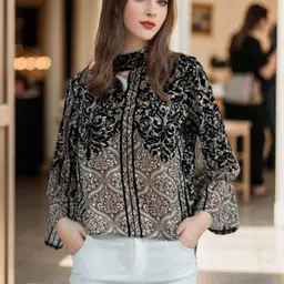 StyleCast Ethnic Motifs Printed Keyhole Neck Top-picture-13
