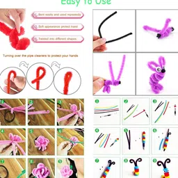 Asian Hobby Crafts Kids Pom Pom Crafts Kit with 250+ Craft Materials/Pipe Cleaners, Googly Eyes, Pompom Balls, Ice Cream Sticks, Color Feathers, Creative Supplies for DIY Art & Crafts Projects image 4