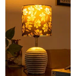 Green Girgit Stripped Distress White Lamp with Black Floral multicolor shade-image-18