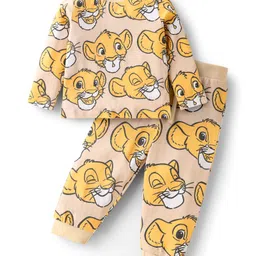 Babyoye Disney Interlock Knit Full Sleeves Co-Ord Night Suit With Lion King Print - Light Brown-picture-11