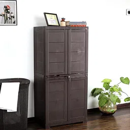 cello wimplast Cello Novelty Big Plastic 2 Door Cupboard, Brown-picture-21