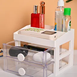 Voncasa 2-Layer Drawer Organizer ,White ,Plastic ,Rectangular ,Compact Design-picture-25