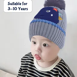 SYGA Wool Cap Beanie with Pom Pom Warm Ear Protection Knitted Cap - Grey image 2