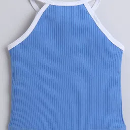 Aww Hunnie Cotton Rib Sleeveless Solid Top - Blue image 3