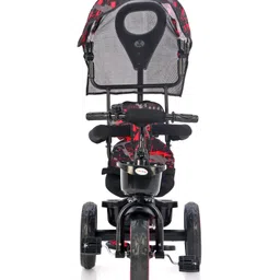 fab n funky Baby Tricycle With Fordable Canopy Cushioned Seat Storage Basket & Parental Push Handle - Red image 2