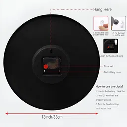 RANDOM Gold-Toned & Black Printed Round Contemporary Wall Clock image 5