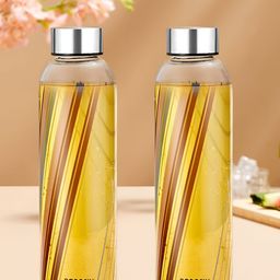 BOROSIL Artisan Series Prism Transparent 2 Pieces Glasses Printed Water Bottles 550 ml-picture-49
